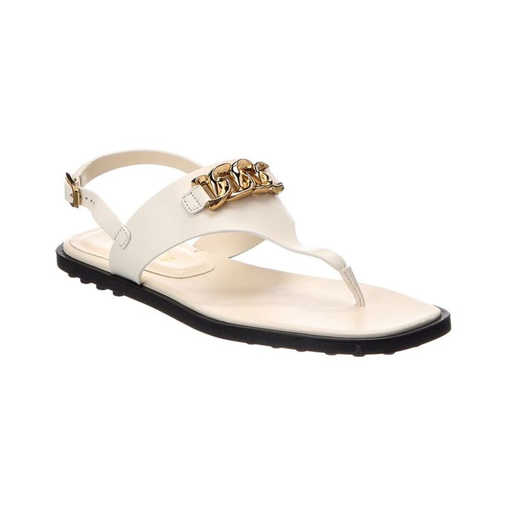 Tod's Gomma Leather Sandal, White